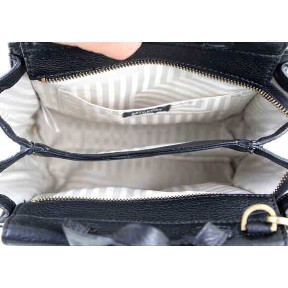 kate spade Saturday BLACK LEATHER POLKA DOT SHOULDER BAG XBODY SATCHEL PURSE - Picture 10 of 16